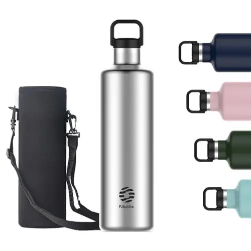 Produktbild: Healter Thermosflasche 1.75L Doppelwand isolated Wasserflasche Lecksichere Edelstahl flasche Hält 24 Stunden lang kalt Wiederverwendbar für Fitness und Outdoorsport(Silber)