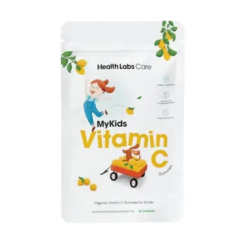 Produktbild: HEALTH LABS CARE Vitamin C Gummies für Kinder, Stärkung des Immunsystems, ohne Zuckerzusatz oder Süßungsmittel, Laborgeprüft, Vegan, Glutenfrei & Lactosefrei, Laborgeprüft, 60 Gummies