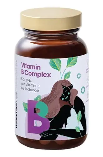 Produktbild: Health Labs Care Vitamin B Komplex (B1, B2, B3, B6, B12) - Aktive Vitamin B Formen - Vegan - Unterstützt das Nerven und Immunsystem - Reduziert Müdigkeitsgefühle - 60 Kapseln - Vitamin B Complex