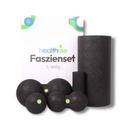 Produktbild: Health Rise Faszien Set für optimale Selbstmassage | 5-teilig | Inklusive Faszienrolle, Duoball 8/12cm, Mini Rolle | Effektive Muskelmassage und Entspannung | Perfekt für Heimgebrauch und Fitness ​​