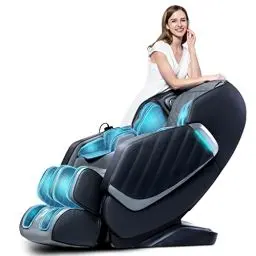 Produktbild: HealthRelife Massagesessel für den ganzen Körper Intelligenter Massagestuhl Zero Gravity 3D-Robotische Hände mit SL-Schiene Relaxsessel Bluetooth-Lautsprecher Schwarz
