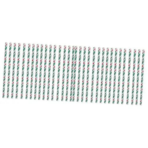 Produktbild: Healvian 100 Stk Weihnachtsstrohhalme absaugschlauch strohhalmlöffell shot straw nupsis gestreifte Papierstrohhalme Weihnachtsparty-Dekoration weihnachtlicher trinkhalm Partyzubehör Green