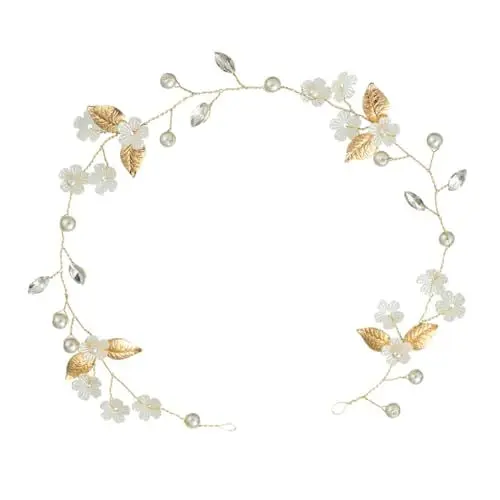 Produktbild: Healvian 1Stk Strass Blumen Stirnband Blumen Tiara Perlenstirnband Braut glänzend wedding hair accessories hochzeits haarschmuck Hochzeitskopfschmuck Hochzeitsaccessoire Legierung Golden