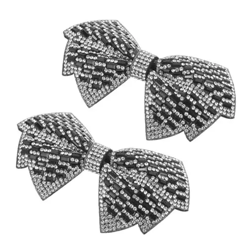 Produktbild: Healvian 1 Paar Strassschuhe Schuhanhänger für Reiz Schnürsenkel Dekoration hochzeitsdeko Schuhe bezaubern dekorative Schuhclips Dekorativer Schuhclip-Anhänger Strasssteine Schwarz