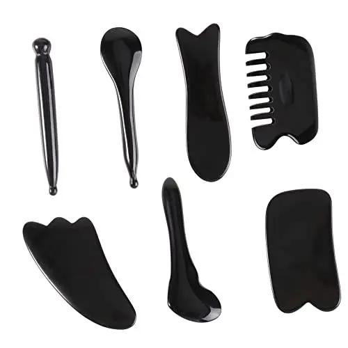 Produktbild: Healvian 1 Satz 7St Kratzbrett-Set heizlùfter fussmassagegeräte rakel spatel raclette Hautpflege-Tool Gesichtsmassagegeräte Meridiane Schaber einfache Massagewerkzeuge Naturharz