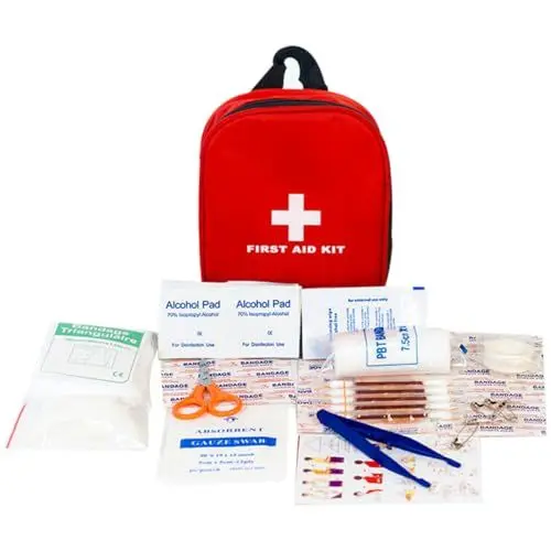 Produktbild: Healvian 16-teiliges Set Für Campingreisen Oxford-stoff Rot Tragbare Tasche 46 Wichtige Artikel