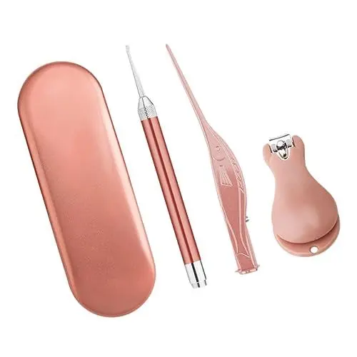 Produktbild: Healvian Nagelmaniküre-werkzeuge für Kinder Nagelknipser Nagelfeile und Ohrenreiniger-set Roségold-besatz 3-in-1