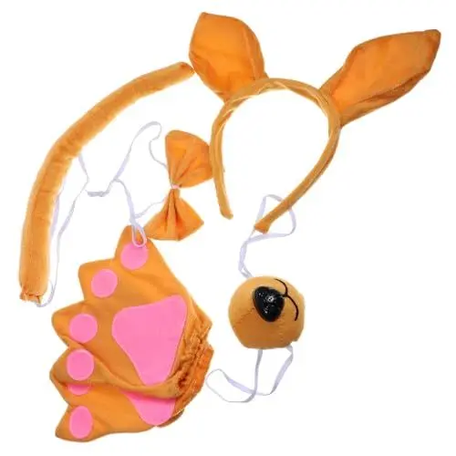 Produktbild: Healvian 1 Set Tier Anzieh Kopfband Tiere Stirnband Partydekoration Cosplay Requisite Tierschwanz Tierkostüm Tier Kopfbedeckung Halloween Cosplay Zubehör Stoff Khaki