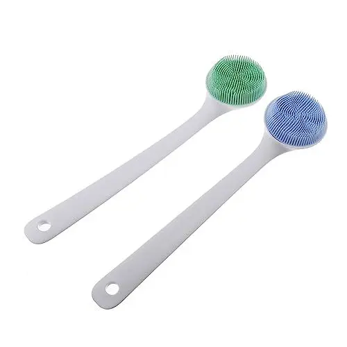Produktbild: Healvian 2stücke Körperbürste Mit Langem Griff Für Bad Und Dusche Massagebürste Aus Silikon Badebürste Mit Peelingfunktion Badeschrubber Für Gründliche Hautreinigung