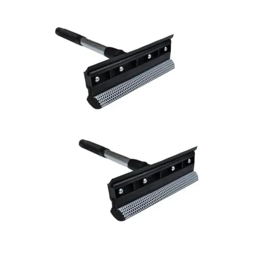 Produktbild: Healvian 2stücke Fensterreiniger Squeegee Mit Schwamm Abzieher Doppelter Fensterputzer Für Autoscheiben Wohnräume Badezimmer Und Fliesen Ergonomischer Griff Für Müheloses Abziehen Und