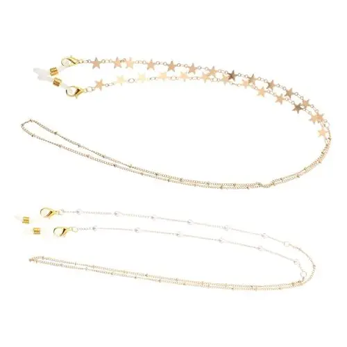 Produktbild: Healvian 2st Brillenband Schnapsgläser Anti-verlorener Maskenriemen Anti-verlorenes Maskenband Maske Zum Aufhängen Anti-verlorene Maskenbänder Aufhängebänder Für Masken Metall Golden