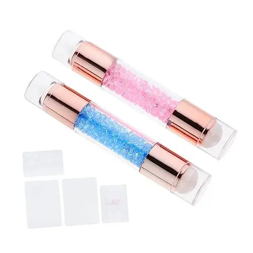 Produktbild: Healvian 2st Nagelstempel Silikon Salon Nagelstampfer Schablonendrucker Nail Art Stempelkopf Strass Picker Dotting Pen Nagelkunststempel Stempeln Klarer Stempel Werkzeug Drucken Kieselgel