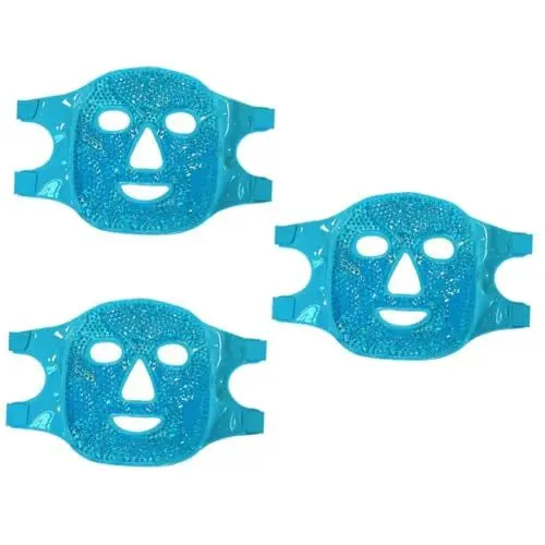 Produktbild: Healvian 3St Eismaske Kühlende Maske Entspannungsmaske Gel Gesichtsmaske Kühlende Schlafmaske Kühlgel-Maske wiederverwendbares Gel Kühlung Gesichtsmassagemaske Schönheitszubehör PVC Blue
