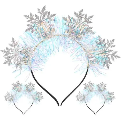 Produktbild: Healvian 3 Stück Haarreif Weihnachten Weihnachts-Stirnbänder Für Frauen Schneeflocken-Stirnband Glitzer-Schneeflocken-Stirnband Fascinator-Haar-Kopfschmuck