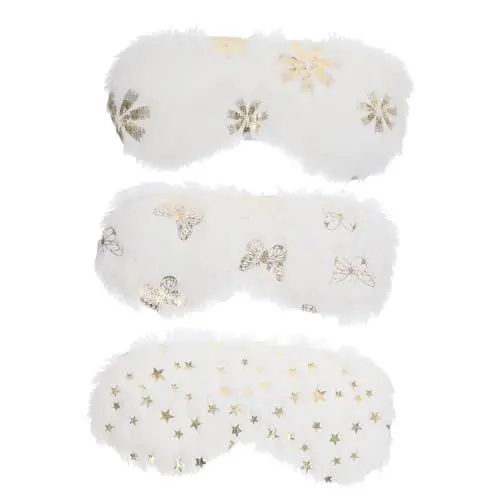Produktbild: Healvian 3st Plüsch-augenmaske Nächtliche Augenabdeckungen Nachtauge Plüsch-augenabdeckung Nachtmasken Zum Schlafen Katzenaugenmaske Schlafbrille Für Damen Kissenbezug Elastisch Weiß Reisen