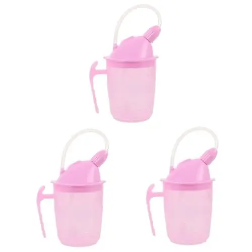 Produktbild: Healvian 3st Tasse Zum Trinken Trinkbecher Für Erwachsene Trinkhalm Tasse Behinderte Trinkflasche Mehrzweck-strohbecher Senioren Exklusive Tasse Henkelbecher Polypropylen (pp) Rosa