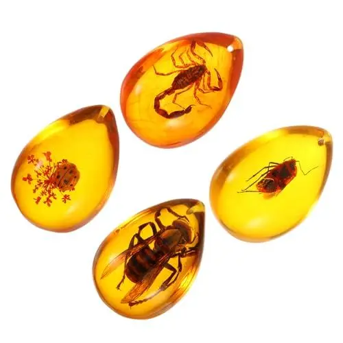 Produktbild: Healvian 4 Stück Bernsteinexemplar Kristallproben In Sekten Bernsteinanhänger Fossilienproben Von Steinen Bernsteinfossil Bernsteinsteinornament -halskette Charme Herumwandern Harz