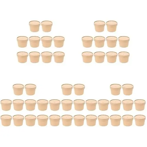 Produktbild: Healvian 50sätze Eisbecher Pappe mit Deckel Einweg Eisbecher Aus Papier Mit Deckel Pappbecher Für Desserts Pudding Joghurt Und Snacks Eiscreme Und Fingerfood