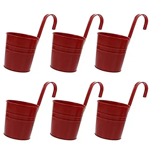 Produktbild: Healvian 6st Hängender Blumeneimer Aus Zinn Pflanzgefäße Für Die Veranda Blumenhalter Hängeblumentöpfe Hängender Blumentopf Für Die Terrasse Kräutertopf Dekorationen Abnehmbar Metall Eisen