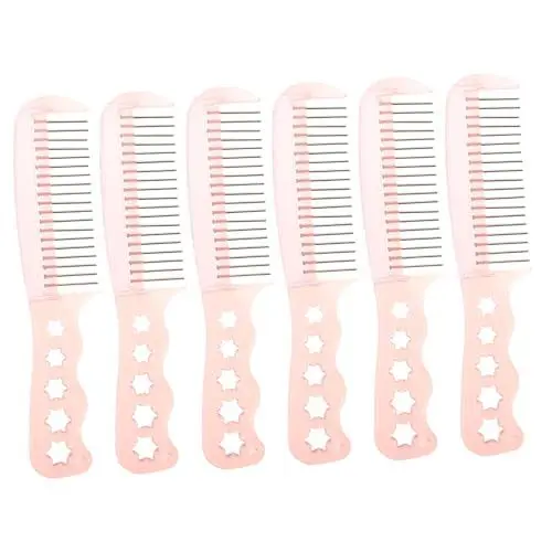 Produktbild: Healvian 6st Stahlzahnkamm Frisierkämme Feiner Zahnkamm Scheitelkämme Professionelle Kämme Frisierkamm Kohlefaser-schneidekamm Friseurkamm Stahlzahnkämme Kämme Für Zu Hause Kunststoff Rosa
