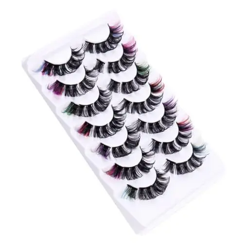Produktbild: Healvian 7paare Falsche Wimpern Bunte Wimpern Extensions Selbstklebend Wiederverwendbar Für Partys Hochzeiten Und Bühnenauftritte Fluffig Attraktiv Und Einfach Zu Tragen