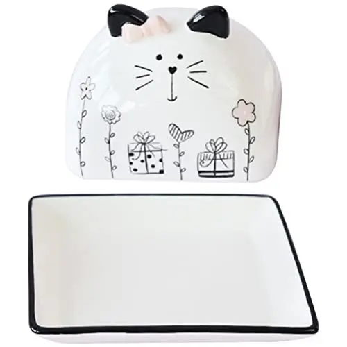 Produktbild: Healvian Ceramic Butter Dish Mit Deckel Cartoon Butterhalter Für Kühlschrank Aufbewahrung Von Butter Und Käse Küchenaccessoire Für Frische Lebensmittel