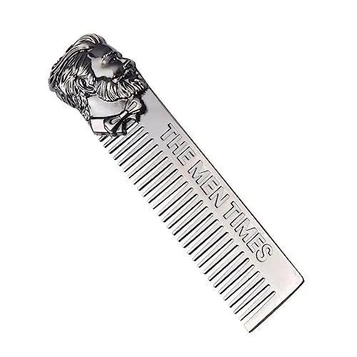 Produktbild: Healvian Friseurkamm Friseur Kamm Friseurkämme Herrenkämme für die Haare Haarschnittkamm Profi Männer Kämme bartpflege set beard care set bartpflege-set Edelstahlkamm Haarstylingkamm Silver
