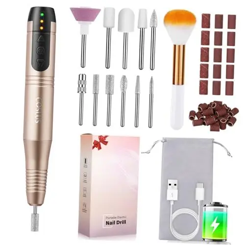 Produktbild: Healvian Elektrische Nagelbohrmaschine Nagelfeile Für Damen Maniküre Pediküre Werkzeug Zubehör