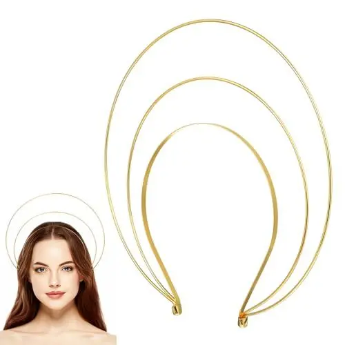 Produktbild: Healvian Haarreif Gold Engels Halo Stirnband Mehrlagige Metall Stirnbänder für Damen Braut Kopfschmuck Heiligenschein Tiara Haarreifen Für Halloween Weihnachten Maskerade Cosplay Party