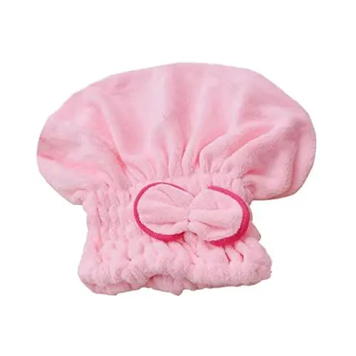 Produktbild: Healvian Haartrockenhaube heusgen geldschrank Badehaube shower caps bademützen badehut elastische Dusche schnell trocknendes Handtuch mikrofaser badetuch schnell trocknende Kappe Rosa