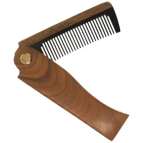Produktbild: Healvian Kamm aus Naturhorn hair treatment haar kur combs bartpflege klappkamm beard care haar pflege Bartkamm Holzkamm Männer kämmen Faltkamm Männer Schnurrbärte Kamm Grünes Sandelholz