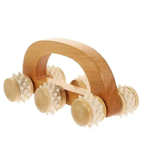 Produktbild: Healvian Muskelroller Aus Holz Fußmassagerolle Nackenmassage Fußpolster Für Schiene Rotierende Kugel Rückenmassagerolle Aus Holz Massagegerät Tiefenmassage Werkzeug Ball Scrollrad Hölzern