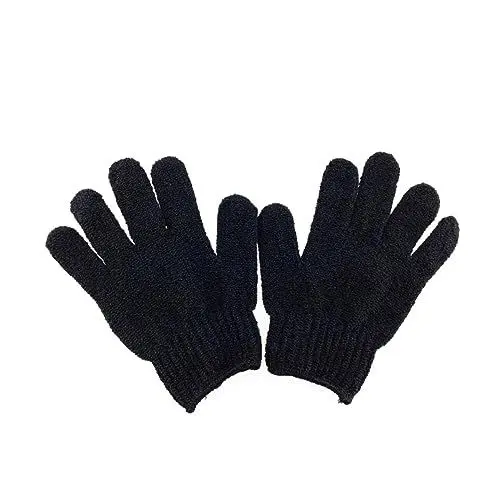 Produktbild: Healvian 2er-pack Peeling-duschhandschuhe Aus Acryl Badehandschuhe Für Männer Und Frauen Schwarz Weich Zum Peeling Und Reinigen