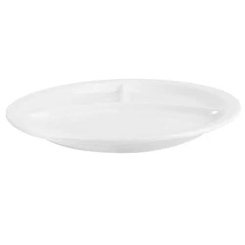 Produktbild: Healvian Porzellanteller mit 3 Fächern Porzellan Servierplatten Vorspeisenteller Keramik-Essteller 20CM Geteilter Teller Präzise Portionskontrollteller Frühstücksteller Steakteller