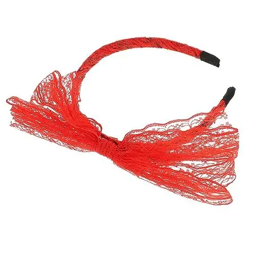 Produktbild: Healvian Retro Haarband Mit Großer Schleife (schwarz) Junggesellenabschied-outfit Riesiges Schleifen-stirnband Kopfbedeckungen Mit Tanzenden Kugeln 80er-jahre-kostüm-stirnband Stoff Rot