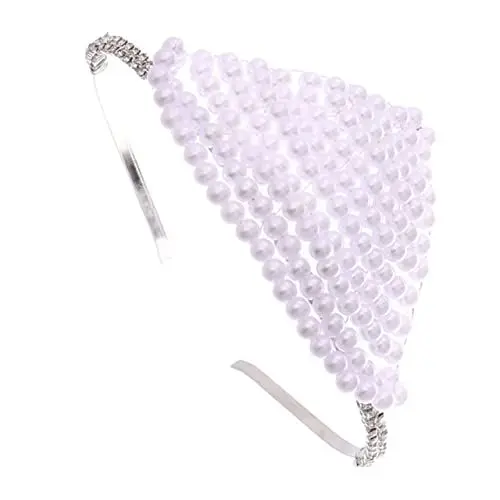 Produktbild: Healvian Schnur Braut Stirnband Haarschmuck für die Hochzeit Perlenstirnbänder Haarband hair toppers for women hair bows for women Hochzeitsaccessoires Hochzeitshaarschmuck für Bräute Weiß