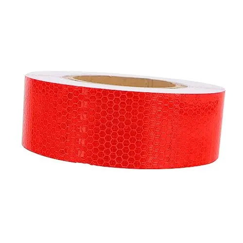 Produktbild: Healvian Fluoreszierendes Reflektorband Warnstreifen Sicherheits-reflektorband Sechseckiges Wabenmuster 5 Cm X 25 M Rot Wetterfester Klebstoff