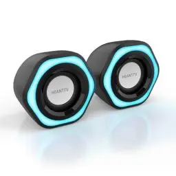 Produktbild: HEANTTV Computer-Lautsprecher, Mini-Lautsprecher mit Stereo USB Powered 3.5mm AUX-in Portable Lautsprecher für PC, Laptop, Notebook, Desktop (Schwarz) (USB+3.5MM)