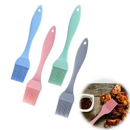 Produktbild: Heanvmyss Silikon Backpinsel,4 Stück 17cm Silikonpinsel,Backbürste,Küche Pastry Brush,Grillbürste Pinsel,Basting Gebäckbürste,Spülmaschinengeeignet,Grillpinsel für BBQ,Rühren,Backen,Kochen
