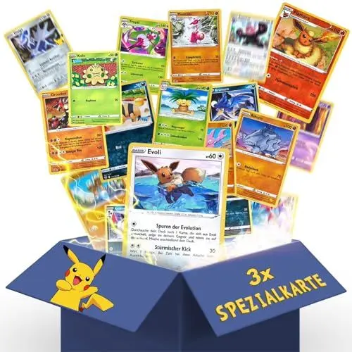 Produktbild: Heartforcards® 20 Original Verschiedene Pokemon Karten | Deutsch |1 Seltene | 2 Holo | Sammelkarten aktuelle Sets Versandschutz (20 Karten)