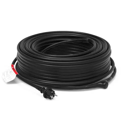 Produktbild: HEATIT JHSD 8m Rohrbegleitheizung mit Thermostat Frostschutz für Wasserleitungen oder Pflanzen, eisfrei Heizleitung 17W/m 230V IP65