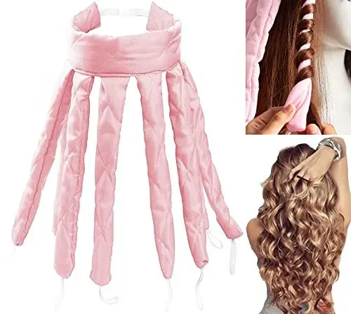Produktbild: Heatless Curlers Headband, Octopus Hair Curler, Lockenwickler über Nacht Locken Ohne Hitze Für Lange Mittleres Haare, Seidenband Lockenwickler Weiches Stirnband Tools Für Damen Mädchen - Pink