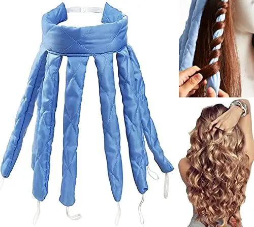 Produktbild: Heatless Curlers Headband, Octopus Hair Curler, Lockenwickler über Nacht Locken Ohne Hitze Für Lange Mittleres Haare, Seidenband Lockenwickler Weiches Stirnband Wellen Tools Für Damen Mädchen - Blau