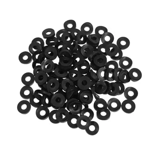 Produktbild: HEATSHAKING 100 Stück Entenbauchdichtung Gummiring kunststoffringe gummischeibe Schraubenunterlegscheibe Dichtungsscheiben Kautschukhalter Keile aus Kunststoff Gokart-Motorsatz Plastik Black