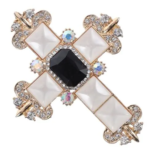 Produktbild: HEATSHAKING Kreuz Brosche Mit Strass Für Frauen Und Mädchen Elegante Anstecknadel Für Religiöse Anlässe Und Festliche Veranstaltungen Vielseitiges Schmuckstück Für Stilvolle Outfits