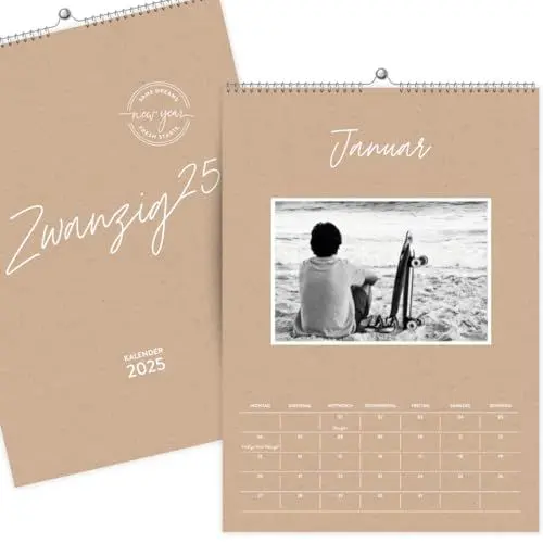 Produktbild: heaven+paper Fotokalender 2025 selber gestalten – Kalender personalisiert im Kraftpapier Design A4 mit Fotos selbst gestalten - Foto Wandkalender 2025 als Geschenk für Freundin, Familie (CRAFTY)