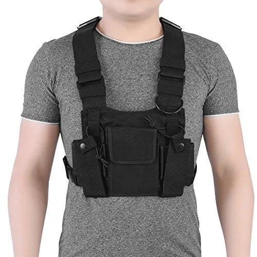 Produktbild: Heayzoki Brusttaschen für Walkie Talkie, Geschirrtaschen für Radios und Antennen, Brusttaschen für persönliche Geräte, Verstellbarer Rucksack für Werkzeuge, Trageweste