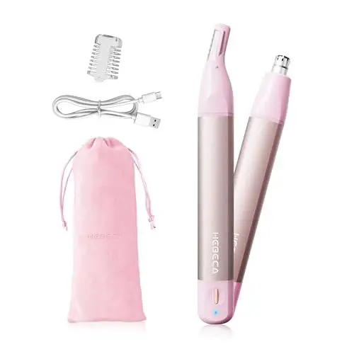 Produktbild: HEBECA Nasenhaartrimmer Frauen - Nasentrimmer Damen Augenbrauenrasierer Elektrisch Damen Nasen und Ohrentrimmer Portable Wiederaufladbares USB 2 in 1 Gesichtsrasierer Frauen Rosa (Rosa)