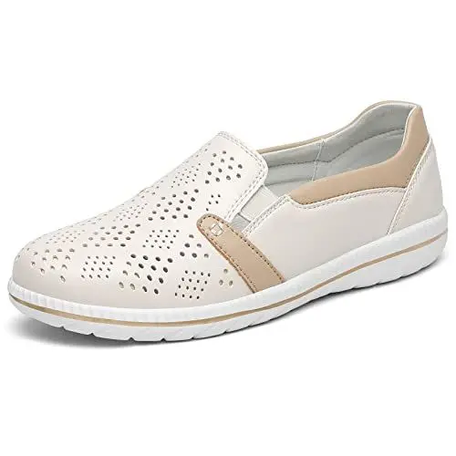 Produktbild: hecodi Damen-Loafers, lässige Slip-On-Komfort-Walking-Flats, Fahr-Mokassins, atmungsaktiv in Beige 41