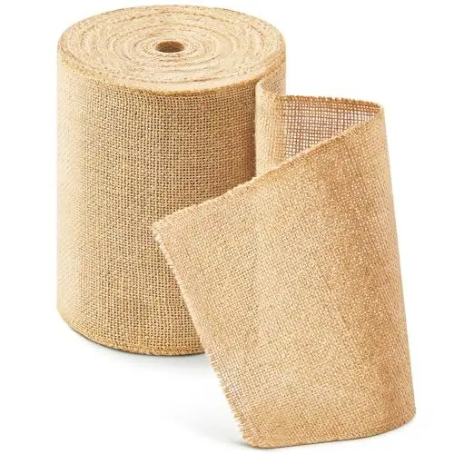 Produktbild: HEETA Jute Tischläufer Tischband Natur, Juteband Tischläufer Meterware 20cm Breit Zuschneidbar für Verschiedene Schreibtischgrößen, Tischdekoration für Gartenparty, Hochzeit, 20m Rolle
